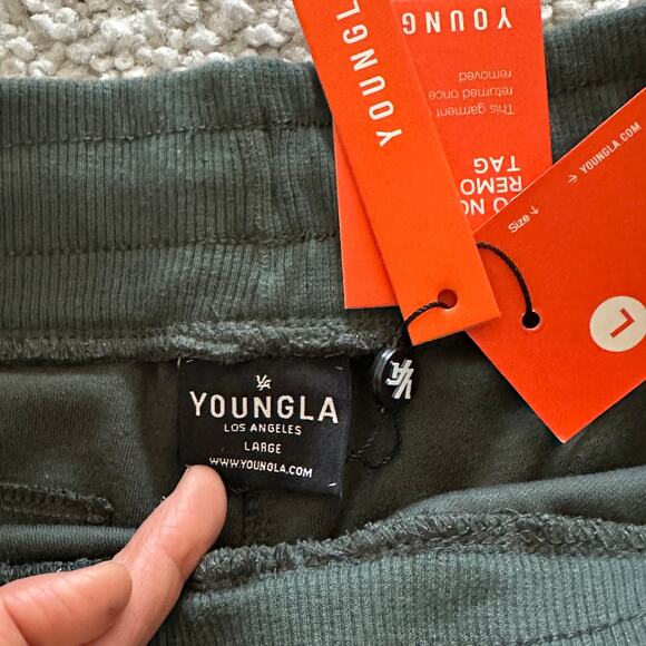 Men's YoungLA Gym Shorts L, Cotton, NWT ForestGreen - Picture 3 of 9